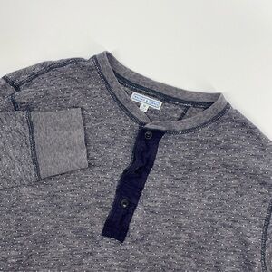 Wallace Barnes J Crew T Shirt Mens Medium Blue Henley Slub Knit Stretch Casual